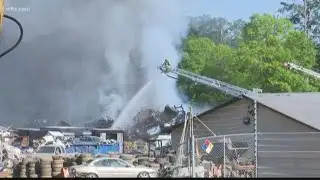 Salvage yard on Fairfield road on fire