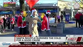 Santa shuffle survives the cold for a good cause