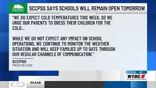 SCCPSS Schools to operate on regular schedules Monday
