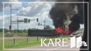 Semi crash, fire shuts down Highway 36