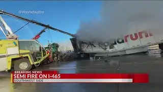 Semi fire closes I-465 NB on west side