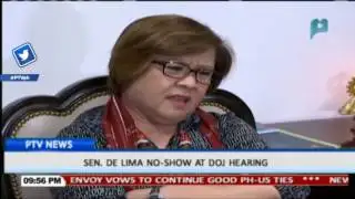 Sen. De Lima no-show at DOJ hearing