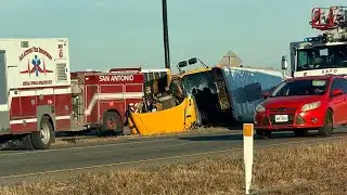Several students hospitalized after Southwest ISD bus overturns on Loop 410