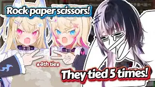 Shiori laughs at how FUWAMOCO keep syncing at rock paper scissors