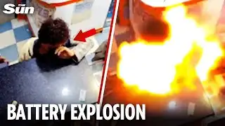 Shocking moment battery EXPLODES inside man’s mouth and bursts into flames