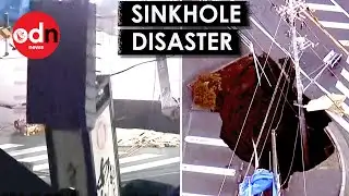 Shocking Moment Sinkhole Opens in Japan Captured on Camera