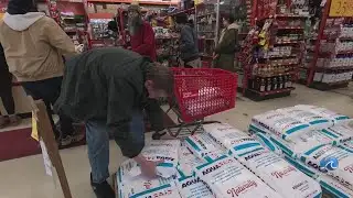Shoppers stock up on winter weather supplies
