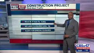 Sidewalk improvement construction underway, impacting traffic