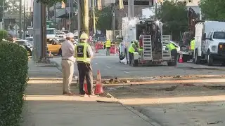 Sinkhole, gas line break repairs continue along Spring St.