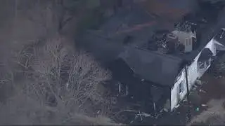 Sky 5 flies over Wake County home destroyed in fire
