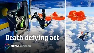 Skydiver escapes near disaster after parachute mishap