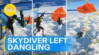 Skydiver left dangling from plane in freak mid-air accident | Today Show Australia