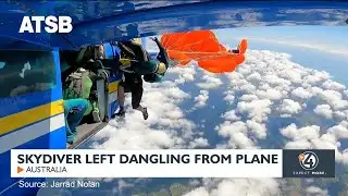 Skydiver left dangling from plane