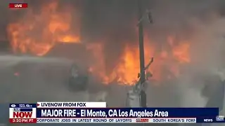 SKYFOX: Firefighters battle raging metals warehouse fire in LA