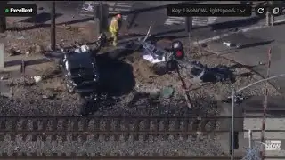 SKYFOX:  Train collision with car in Los Angeles, one dead