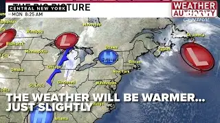 Slightly warmer temperatures with light daily flurries