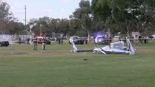 Small plane crashes at soccer field; pilot, pedestrian injured