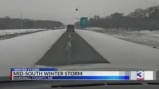 Snow and ice slow traffic on I-269, I-22 in MS