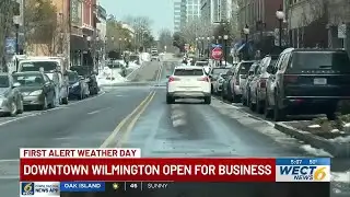 Snow-covered sidewalks don’t stop downtown Wilmington business