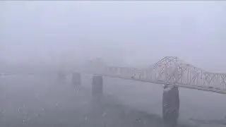 Snow falling on the Ohio River - 4:45 p.m. Tuesday