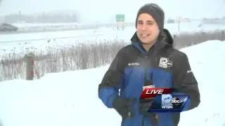 Snowflakes coming down in Racine