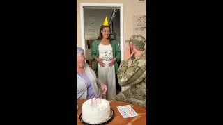Soldier returns home to surprise pregnancy news ❤️