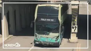 Spokane double-decker bus collides with railroad bridge; seven hospitalized