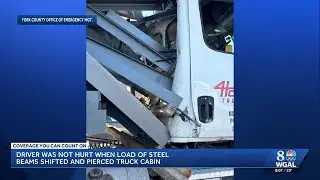 Steel beams pierce truck cab in York County accident