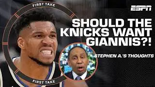 Stephen A. details what he WOULD LET his New York Knicks trade for Giannis 🔁 | First Take