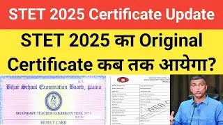 STET 2025 Original Certificate Kab Tak Aayega? | Latest Certificate Update