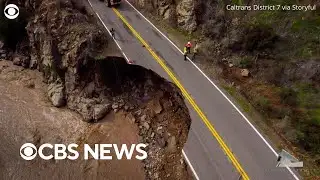 Storms wash out highway in Ventura County, California