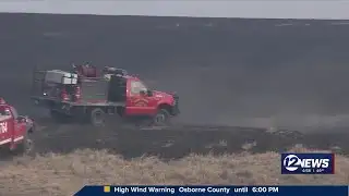 Strong winds fuel grass fires across Kansas, prompting evacuations