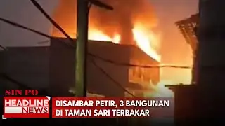 Struck by lightning, three buildings in Taman Sari catch fire.