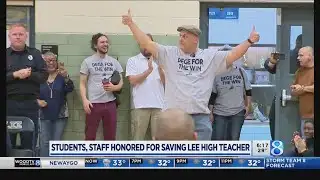 Students, staff honored for saving teacher