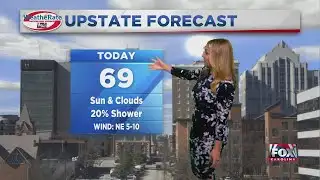 Sun and clouds with a small chance of rain