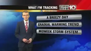 Sunday: Increasing clouds, breezy. High: 33°
