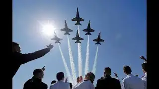 Sunny skies over Houston make perfect weather for Blue Angels flyover