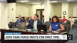 Superintendent Marty Pollio presents during first JCPS Task Force Meeting
