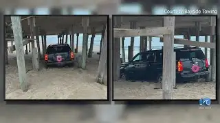 SUV gets stuck under Kitty Hawk Fishing Pier