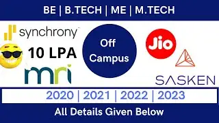 Synchorony | MRI | JIO | Sasken | Off Campus Drive | 2022 | Apply Now