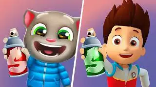 Talking Tom Gold Run VS Paw Patrol Subway Surf - Tom Gold Run New Update, Talking Tom Cat Gameplay