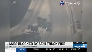 TDOT warns drivers to use caution near hauler on I-24 shoulder in Midstate after overnight fire