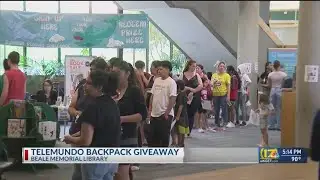 Telemundo Valle Central hosts backpack giveaway at Beale Library
