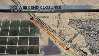 Temporary lane closures on I-10 in Marana for the weekend