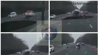 Terrifying Moment As Motor cyclist Falls into a sinkhole in South Korea