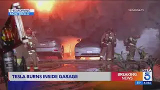Tesla catches fire, burns inside garage of Montebello home