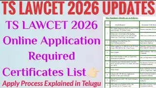 TG LAWCET 2026 Application Required Documents | TS LAWCET 2026 Online Application process In Telugu