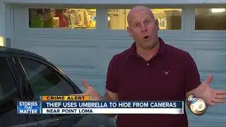 Thief uses umbrella to hide from cameras