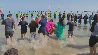 Thousands brave frigid Lake Michigan waters for Polar Plunge