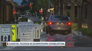 Tidal flooding shuts down roads.